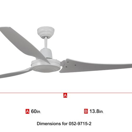 For Living 3-Reversible Blade 3-Speed Ceiling Fan with Remote Control, 60-in, White