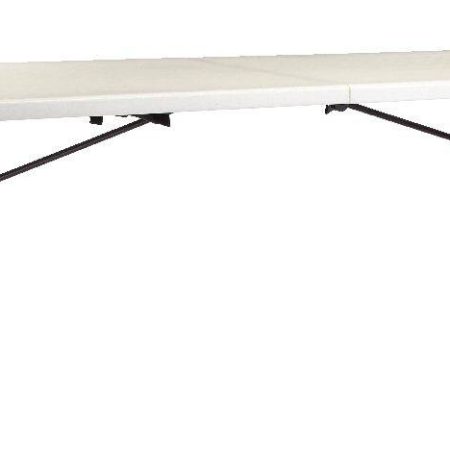 For Living 8-ft Portable Plastic & Metal Folding Table with Handle, White