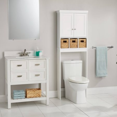 For Living Basket Bathroom Space Saver, White