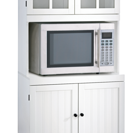 For Living 4-Door Open Shelf Freestanding Kitchen Pantry Storage Cabinet, Cream