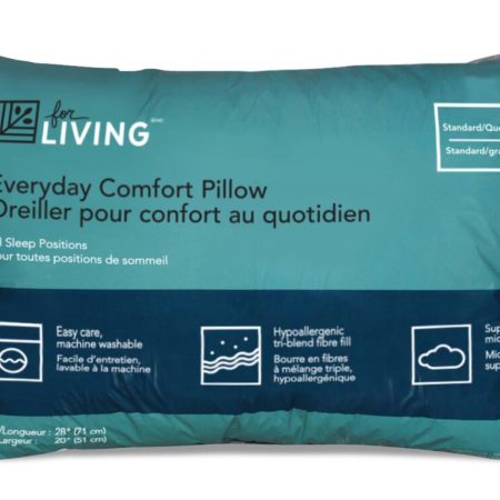 For Living Everyday Comfort Super Soft Microfibre Pillow, Standard/Queen, 28-in x 20-in