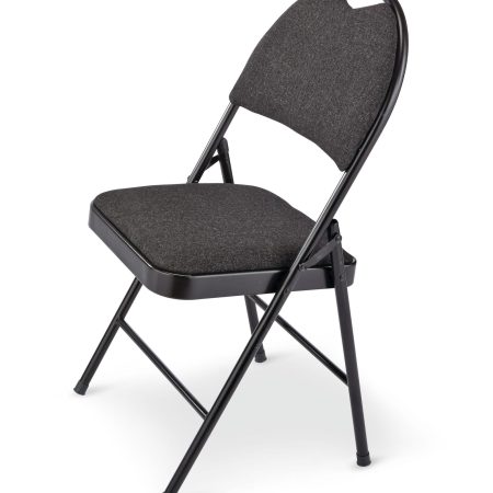 For Living Portable High-Back Upholstered & Padded Metal Folding Chair, Black