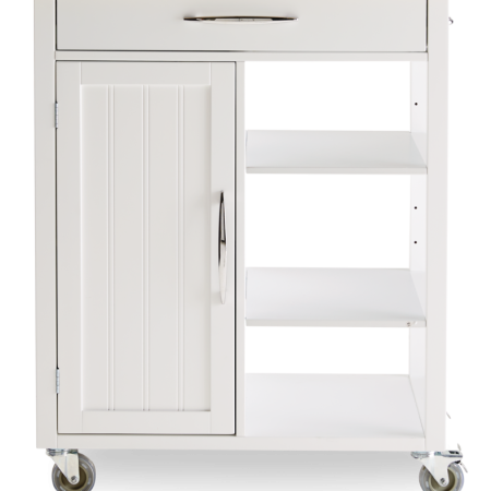 For Living Wood Top Kitchen Utility Storage Cart/Island With Locking Wheels, White