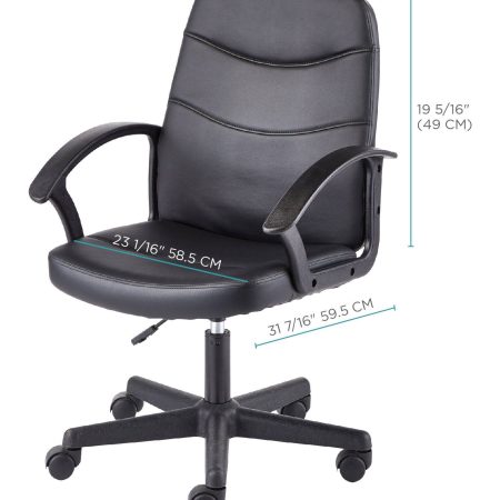 For Living Faux Leather Height Adjustable Executive Swivel Office/Desk Chair, Black