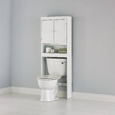 For Living Orleans 2-Door Over-The-Toilet Spacesaver Bathroom Storage Cabinet, White