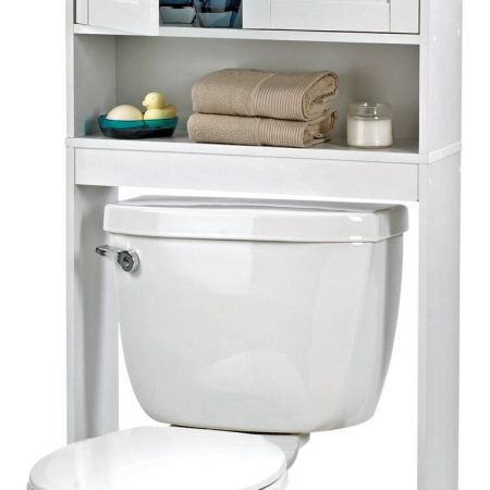 For Living Orleans 2-Door Over-The-Toilet Spacesaver Bathroom Storage Cabinet, White