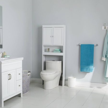 For Living Orleans 2-Door Over-The-Toilet Spacesaver Bathroom Storage Cabinet, White