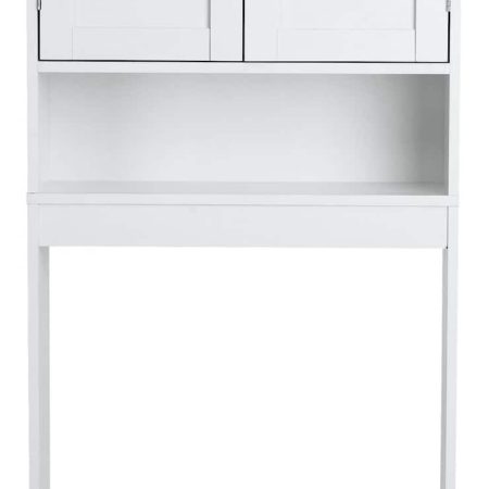 For Living Orleans 2-Door Over-The-Toilet Spacesaver Bathroom Storage Cabinet, White