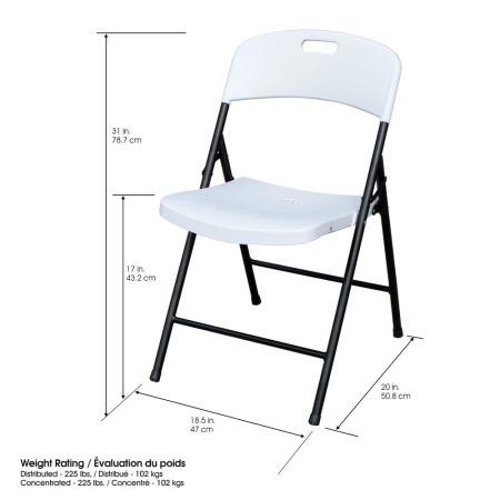 For Living Portable Indoor/Outdoor Contoured Plastic & Metal Folding Chair, White