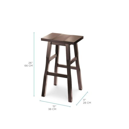 For Living Shinto Solid Wood 26" Counter Stool Armless Backless, Dark Espresso