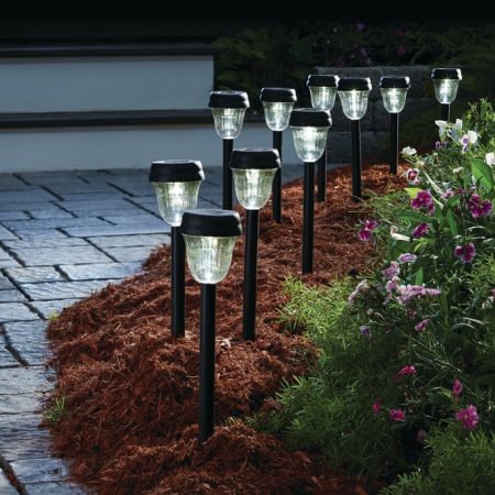 For Living Outdoor Bright White LED Solar  Pathway & Garden Stake Lights, 10-pk