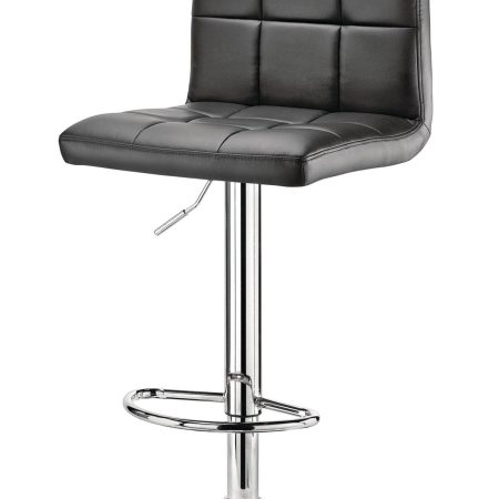 For Living Chrome & PU Tufted Leather Counter/Bar Stool Adjustable Height, Black