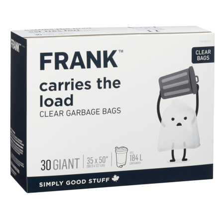 FRANK Giant Outdoor Garbage Bags, 30-pk, Clear, 184-L