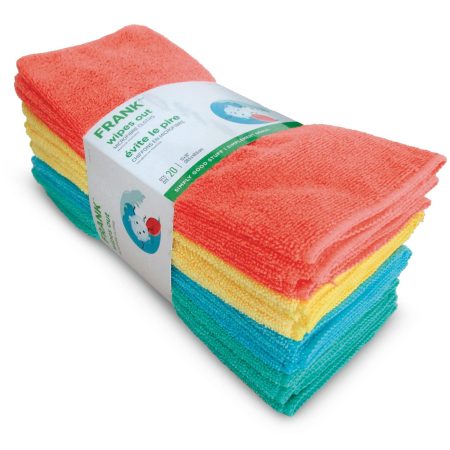 FRANK All-Purpose Machine Washable Microfibre Cloths, Assorted Colours, 20-pk