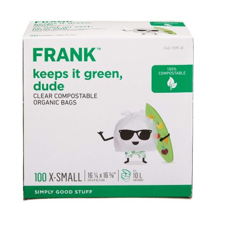 FRANK Extra-Small Organic Compostable Food Waste Bags, 100-pk, Clear, 10-L