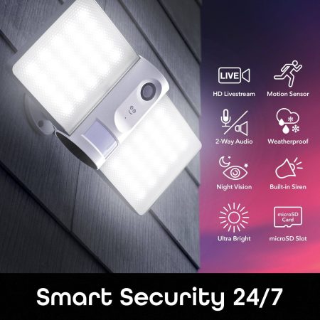 Geeni Sentry 1080p HD Smart Wi-Fi Floodlight Security Camera, White