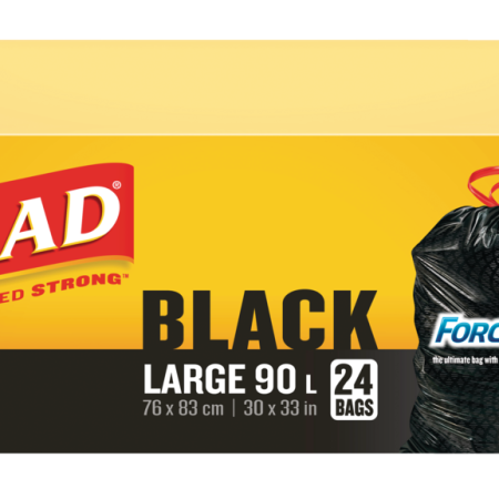 Glad Large ForceFlex Drawstring Garbage Bags, 24-pk, Black, 90-L