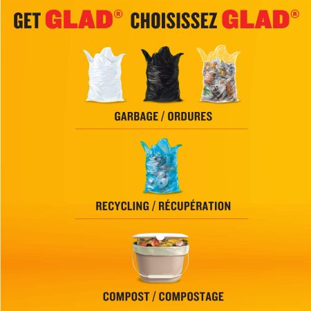 Glad Large Easy-Tie Flap Garbage Bags, 30-pk, Clear, 90-L