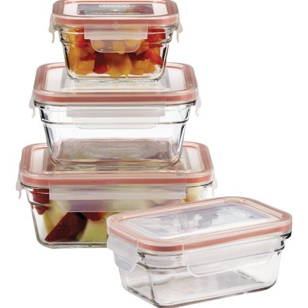 Glasslock Glass Food Storage Container Set Leakproof, 8-pc