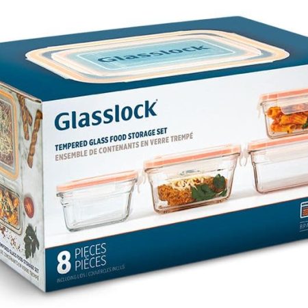 Glasslock Glass Food Storage Container Set Leakproof, 8-pc