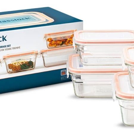 Glasslock Glass Food Storage Container Set Leakproof, 8-pc