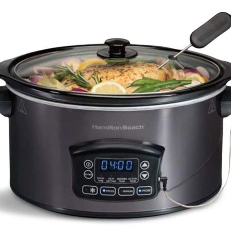 Hamilton Beach Programmable Defrost Slow Cooker, Black, 6-qt