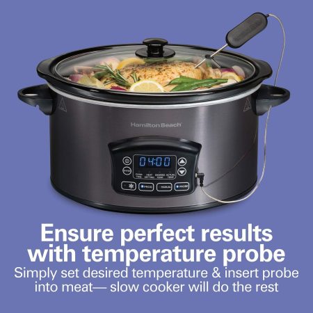 Hamilton Beach Programmable Defrost Slow Cooker, Black, 6-qt