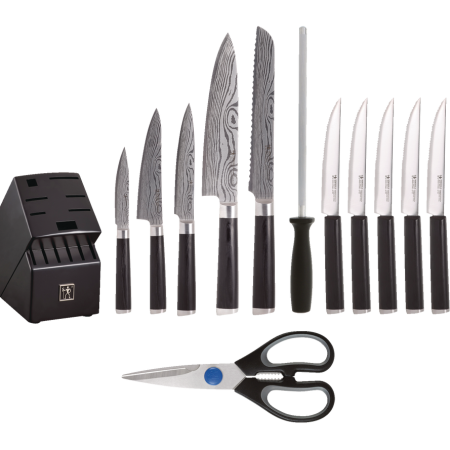 Henckels Damascus Knife Block Set, Black Block, 14-pc