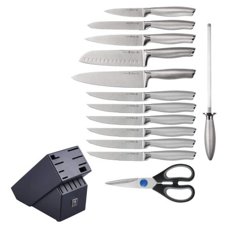 Henckels Stainless Steel Modernist Knife Block Set, Ergonomic Grip, 14-pc