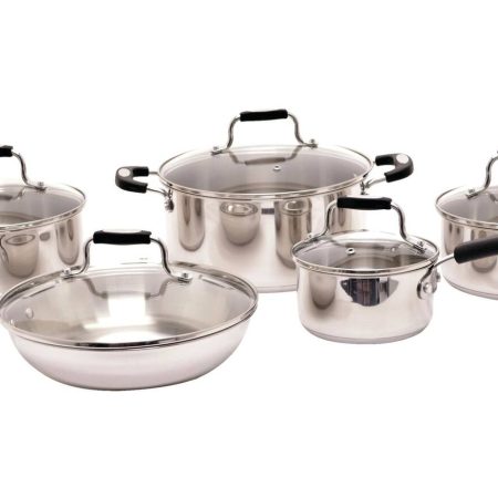 Heritage Elite Stainless Steel Cookware Set, Dishwasher & Oven Safe, 10-pc