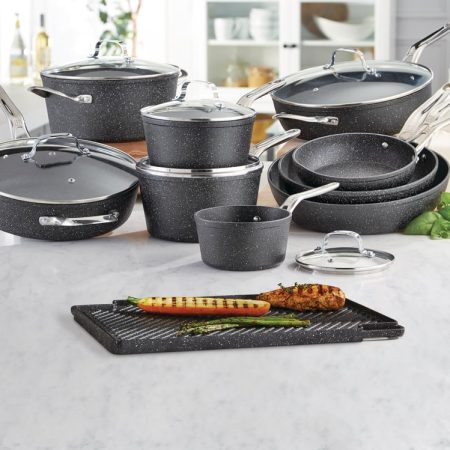 Heritage The Rock Forged Non-Stick Cookware Set, Dishwasher & Oven Safe, Black, 10-pc