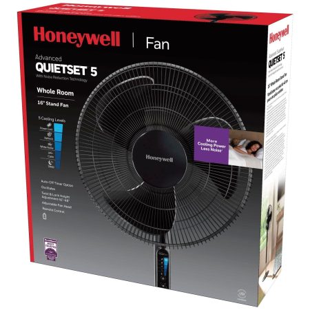 Honeywell Tilt-Head Pedestal/Stand Fan with Remote Control, 5-Speed, Black, 16-in