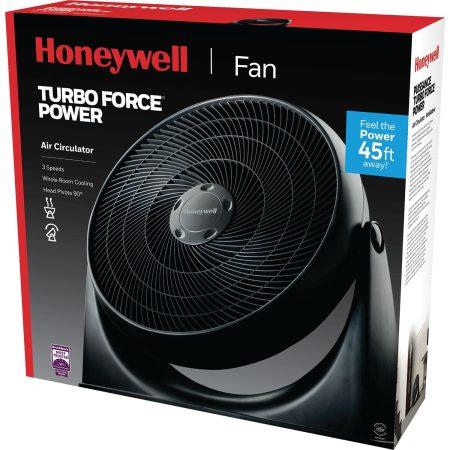 Honeywell TurboForce Portable Air Circulating Box/Floor Fan, 3-Speed, Black, 18-in