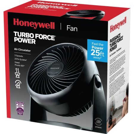 Honeywell TurboForce®Tilt-Head Portable Air Circulator Table/Desk Fan, 3-Speed, Black, 7-in