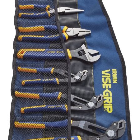 IRWIN 2078712 Vise-Grip GrooveLock Pliers Set with Storage Roll, ProTouch™ Grips, Carbon Alloy Steel, 8-pc