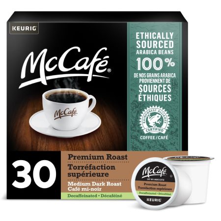 McCafé Premium Medium Dark Roast, Decaf, K-Cup Coffee Pods, 323-g, 30-pk