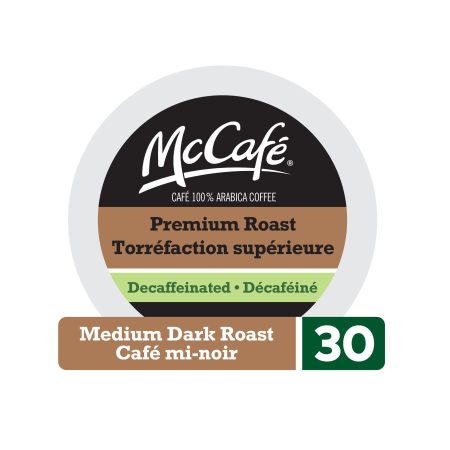 McCafé Premium Medium Dark Roast, Decaf, K-Cup Coffee Pods, 323-g, 30-pk