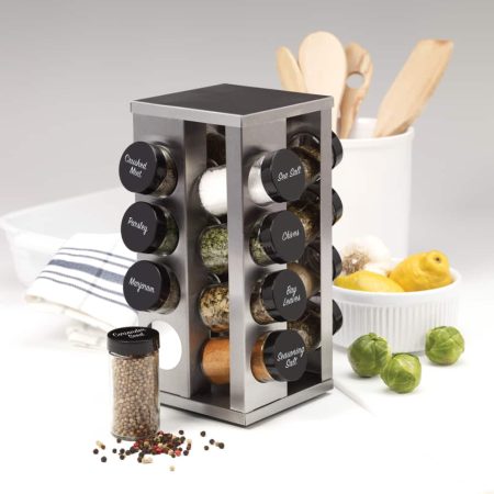 Kamenstein Tower Spice Rack, Pre-Filled, 16-Jar