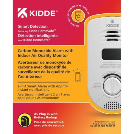 Kidde Smart Carbon Monoxide Plug-In Alarm with Indoor Air Quality Monitor & 10-year Battery Backup