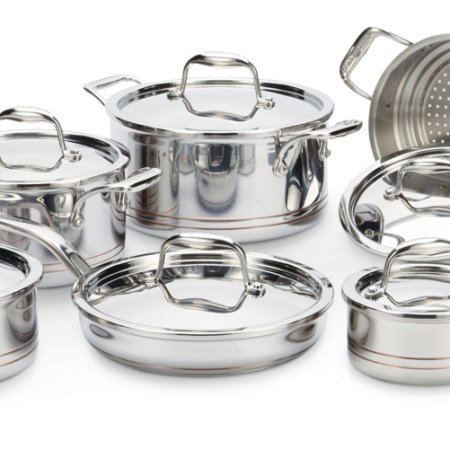 Lagostina 5-Ply Copper Clad Stainless Steel Cookware Set & Oven Safe, 12-pc