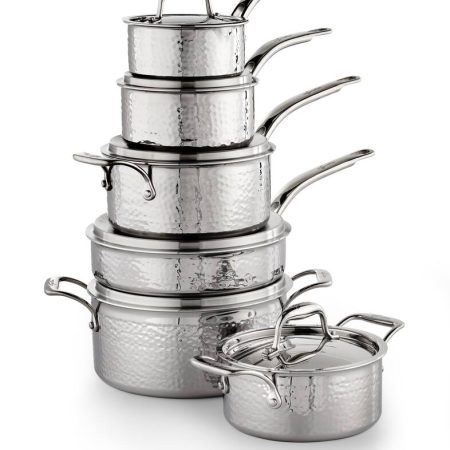 Lagostina Artiste-Clad Hammered Stainless Steel Cookware Set, Oven Safe, 12-pc