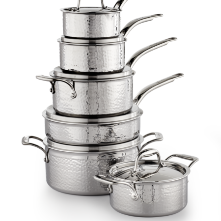 Lagostina Artiste-Clad Hammered Stainless Steel Cookware Set, Oven Safe, 12-pc