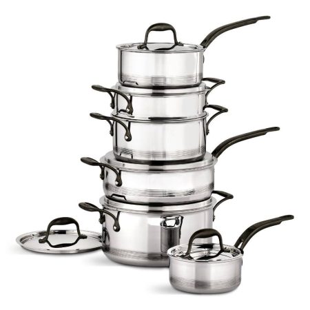 Lagostina Elite Clad Stainless Steel Cookware Set, 7-Ply, Oven Safe, 12-pc