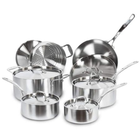 Lagostina 3-Ply Commercial Clad Stainless Steel Cookware Set & Oven Safe, 12-pc