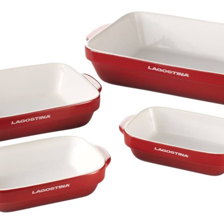 Lagostina Ceramic Bakeware Set, Red, Assorted Sizes, 4-pc