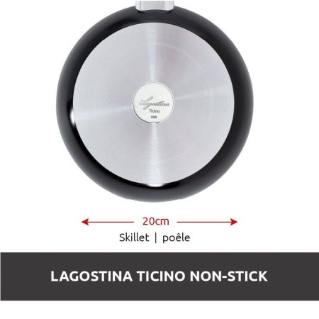 Lagostina Ticino Skillet Frying Pan Non-stick, Dishwasher & Oven Safe, Black