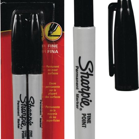 Sharpie Permanent Markers, Fine Point, Black, 2 Count