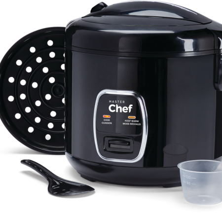 MASTER Chef One-Touch Non-Stick Rice Cooker & Steamer, Black, 20 Cups