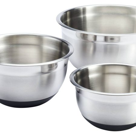 MASTER Chef Stainless Steel Mixing Bowl Set with Non-Slip Bottom, Assorted Sizes, 3-pc