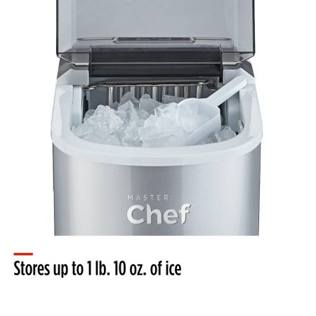 MASTER Chef Portable Countertop Ice Maker, 26.5 lbs of Ice Per Day, Ready in 6 Min, 2L, Silver